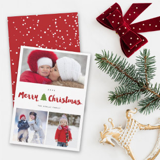 Tarjeta Festiva Collage de fotos de guión de pincel de árbol de na