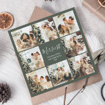 Tarjeta Festiva Collage de fotos de guiones de Navidades más elega<br><div class="desc">Imaginen una tarjeta de Navidades cuadrados diseñada para difundir alegría y nostalgia por las fiestas. La parte delantera de la tarjeta es un collage de ocho reconfortantes fotos, que capturan la esencia de tus celebraciones festivas y momentos apreciados. En el centro de este delicioso mosaico fotográfico se encuentra el saludo...</div>