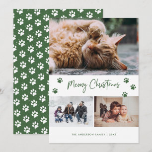 Tarjeta Festiva Collage de fotos de impresión Green Paw Navidades 