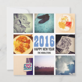 Tarjeta Festiva Collage de fotos de Instagram de recuerdos 2016 Bl