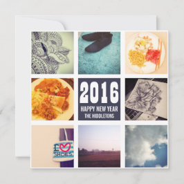 Tarjeta Festiva Collage de fotos de Instagram recuerdos Azul marin