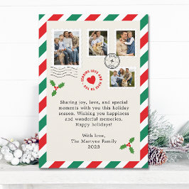 Tarjeta Festiva Collage de fotos de la familia de las letras navid