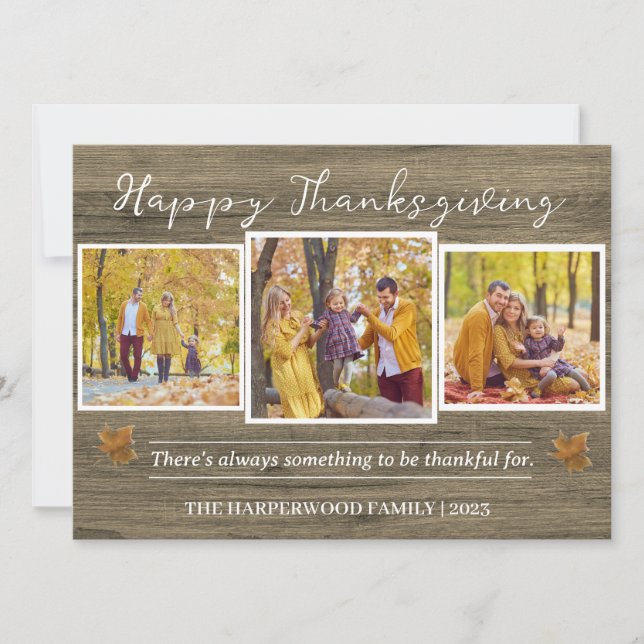 Tarjeta Festiva Collage de fotos de la familia Rustic Modern (Anverso)