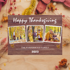 Tarjeta Festiva Collage de fotos de la familia Rustic Modern