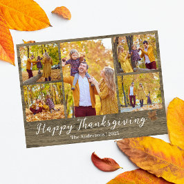 Tarjeta Festiva Collage de fotos de la familia Rustic Modern