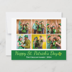 Tarjeta Festiva Collage de fotos de la familia Shamrock en el día 