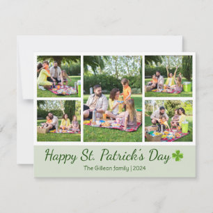 Tarjeta Festiva Collage de fotos de la familia Shamrock en el día