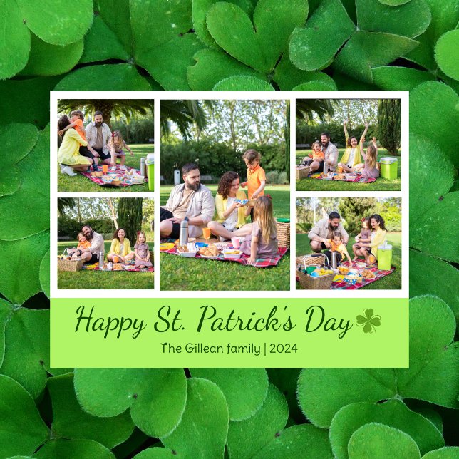 Tarjeta Festiva Collage de fotos de la familia Shamrock en el día  (Subido por el creador)