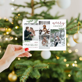 Tarjeta Festiva Collage de fotos de las ramas verdes