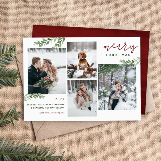 Tarjeta Festiva Collage de fotos de las ramas verdes (Subido por el creador)