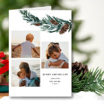 Tarjeta Festiva Collage de fotos de masa de cono verde de pino rús<br><div class="desc">Tarjeta de vacaciones de Collage de fotos Rústico Green Pine Cone Bough. Envíe saludos de vacaciones a amigos, colegas y familia en un simple, moda, elegante y moderno diseño de collage de 3 fotos festivo, naturales tarjetas de estilo de color de la naturaleza! Un hermoso marco de hojas de pino...</div>