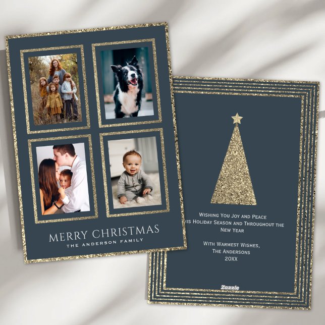 Tarjeta Festiva Collage de fotos de Navidades de carbón vegetal y  (Subido por el creador)