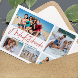 Tarjeta Festiva Collage de fotos de Navidades de Hawái Mele Kaliki