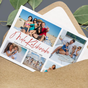 Tarjeta Festiva Collage de fotos de Navidades de Hawái Mele Kaliki