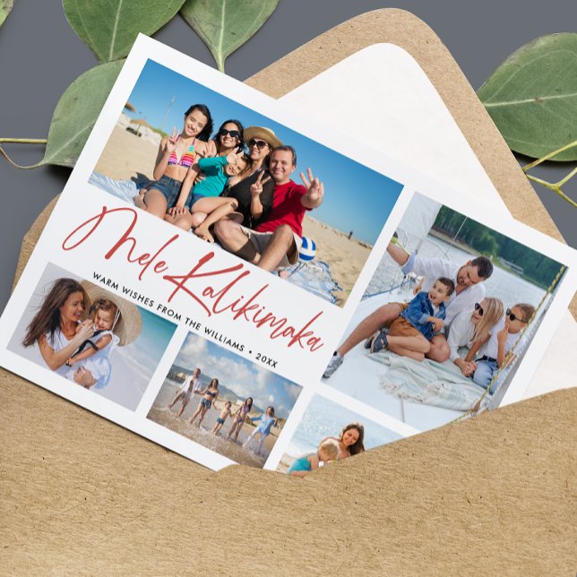 Tarjeta Festiva Collage de fotos de Navidades de Hawái Mele Kaliki (Subido por el creador)