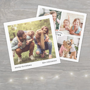 Tarjeta Festiva Collage de fotos de Navidades de máquina de escrib