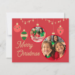 Tarjeta Festiva Collage de fotos de Navidades festivos Red Simple