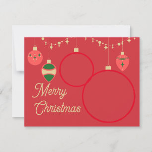 Tarjeta Festiva Collage de fotos de Navidades festivos Red Simple 
