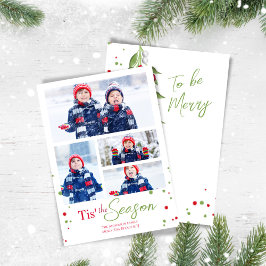Tarjeta Festiva Collage de fotos de Navidades Merry Mistletoe Cute