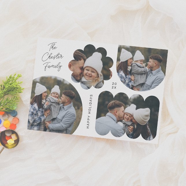 Tarjeta Festiva Collage de fotos de Navidades modernos de formas l (Subido por el creador)