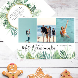 Tarjeta Festiva Collage de fotos de Navidades Tropical Mele Kaliki