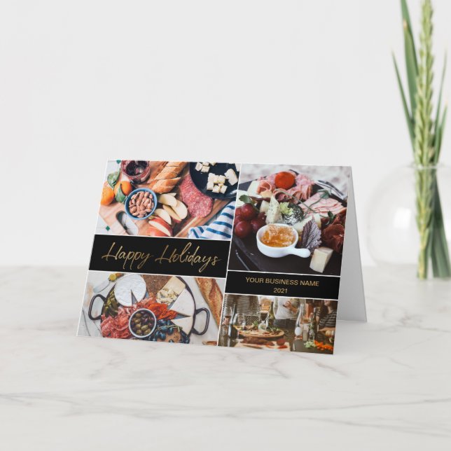 Tarjeta Festiva Collage de fotos de negocios de restauración Hol F (Anverso)
