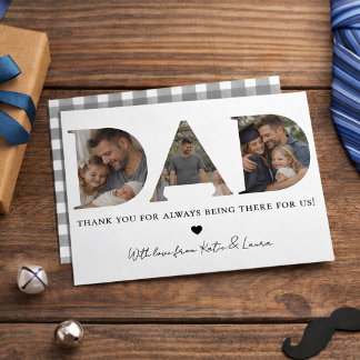 Tarjeta Festiva Collage de Fotos de Papá Gris Moderno Regalo del D