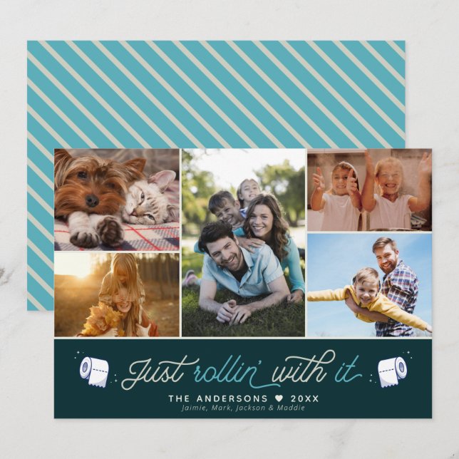 Tarjeta Festiva Collage de fotos de papel higiénico con humor dive (Anverso / Reverso)