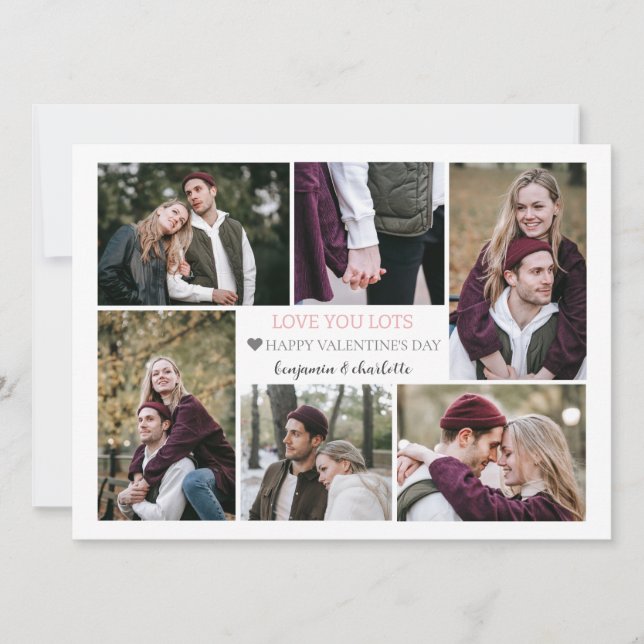 Tarjeta Festiva Collage de fotos de pareja de día de San Valentín  (Anverso)