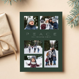 Tarjeta Festiva Collage de fotos de Peace 5 Navidades mínimos de c