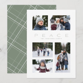 Tarjeta Festiva Collage de fotos de Peace 5 simples Navidades verd