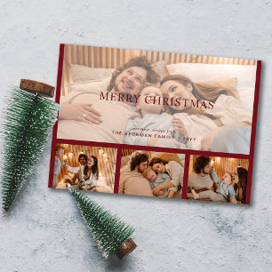 Tarjeta Festiva Collage de fotos de Personalizado mínimo rojo mode