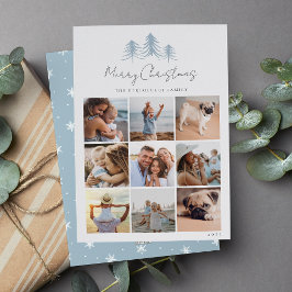 Tarjeta Festiva Collage de fotos De Pinos Esbozados