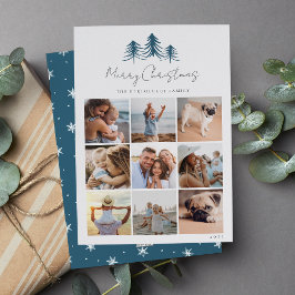 Tarjeta Festiva Collage de fotos De Pinos Esbozados