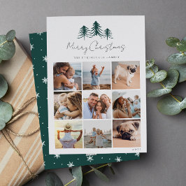 Tarjeta Festiva Collage de fotos De Pinos Esbozados