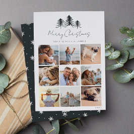 Tarjeta Festiva Collage de fotos De Pinos Esbozados