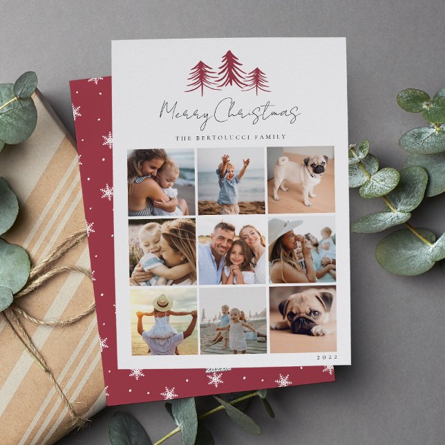 Tarjeta Festiva Collage de fotos De Pinos Esbozados (Subido por el creador)