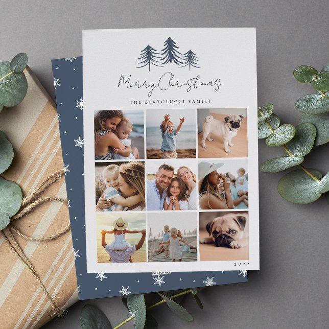 Tarjeta Festiva Collage de fotos De Pinos Esbozados (Subido por el creador)