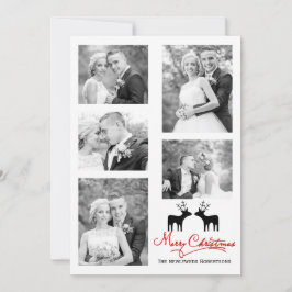 Tarjeta Festiva Collage de fotos de recién casados con copos de ni