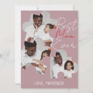 Tarjeta Festiva Collage de fotos de rompecabezas de Día de la Madr