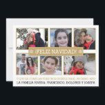 Tarjeta Festiva Collage de fotos de seis fotos modernas ¡FELIZ NAV<br><div class="desc">Collage fotográfico de seis fotos oro y blanco moderno ¡FELIZ NAVIDAD! elegantes Navidades tarjeta de collage de fotos planas con seis fotos familiares, un marco dorado con contorno blanco y el texto "Y QUE SE CUMPLAN VUESTROS SUEÑOS EN EL PRÓXIMO AÑO", el texto "UND ALLES GUTE ZUM NEUEN JAHR! "...</div>