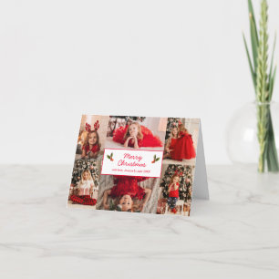 Tarjeta Festiva Collage de fotos de seis imágenes rojas Feliz Navi