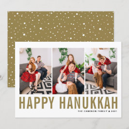 Tarjeta Festiva Collage de fotos de tipografía de oro Feliz Hanukk