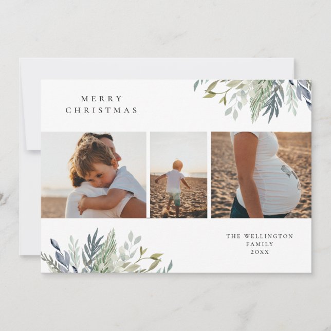 Tarjeta Festiva Collage de fotos de vacaciones acuáticas de invier (Anverso)