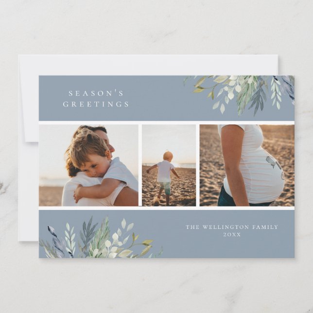 Tarjeta Festiva Collage de fotos de vacaciones acuáticas de invier (Anverso)