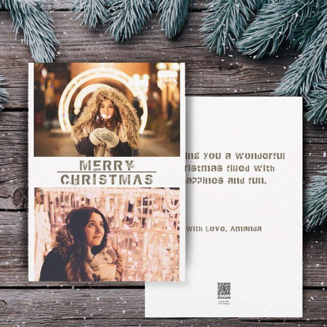 Tarjeta Festiva Collage de fotos de vacaciones de Navidades modern (Subido por el creador)