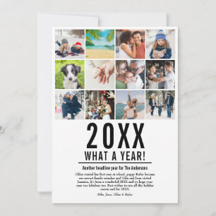 Tarjeta Festiva Collage de fotos del año moderno en revisión Qué a