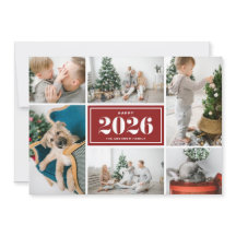 Collage de fotos del año nuevo 2027 feliz rojo