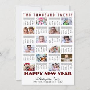 Tarjeta Festiva Collage de fotos del calendario 2020 Feliz Año Nue