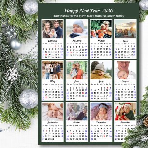 Tarjeta Festiva Collage de fotos del calendario 2026 del calendari